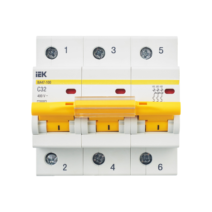 Автоматический выключатель IEK ВА47-100 3Р 32А 10кА С - MVA40-3-032-C