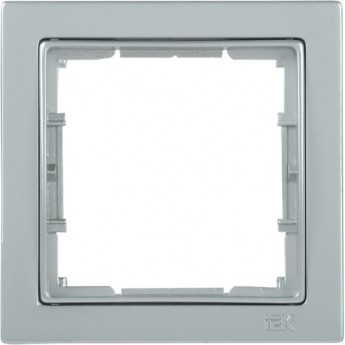 Рамка 1-местная квадратная IEK РУ-1-БС BOLERO Q1 серебряный - EMB12-K23-Q1