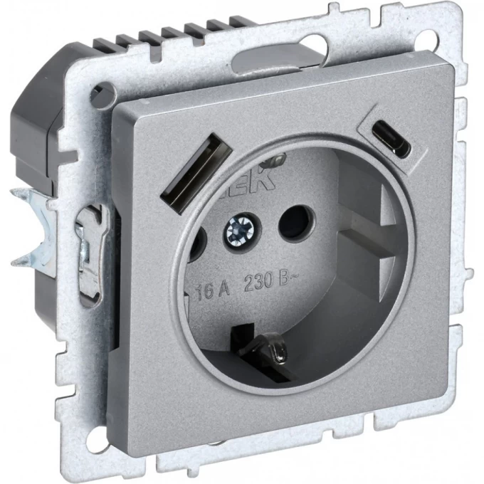Розетка IEK BRITE РЮш11-1-БрА 16А с USB A+C 18Вт BR-R14-16-U22-018-K47 Розетка IEK BRITE РЮш11-1-БрА 16А с USB A+C 18Вт BR-R14-16-U22-018-K47