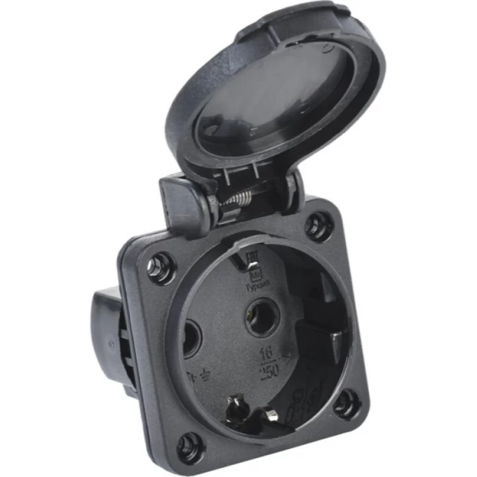 Розетка панельная IEK MAGNUM SCHUKO РП14-3 с крышкой IP54 черный - PSN71-016-3-2-54-K02 Розетка панельная IEK MAGNUM SCHUKO РП14-3 с крышкой IP54 черный - PSN71-016-3-2-54-K02