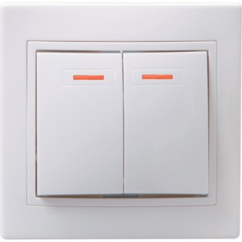 Выключатель 2-клавишный с индикацией IEK КВАРТА ВС10-2-1-КБ 10А белый - EVK21-K01-10-DM