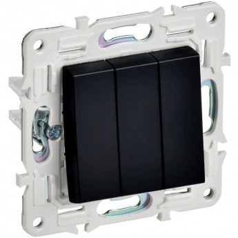 Выключатель 3-клавишный IEK SK-V30-0-10-K02 SKANDY 10А SK-V11Bl черный