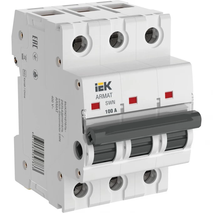 Выключатель нагрузки IEK ARMAT SWN 3P 100А AR-SWN-3-100 Выключатель нагрузки IEK ARMAT SWN 3P 100А AR-SWN-3-100